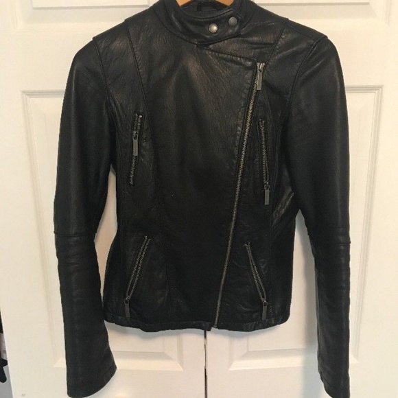 Michael By Michael Kors Black Leather Moto Jacket - Picture 3 of 8